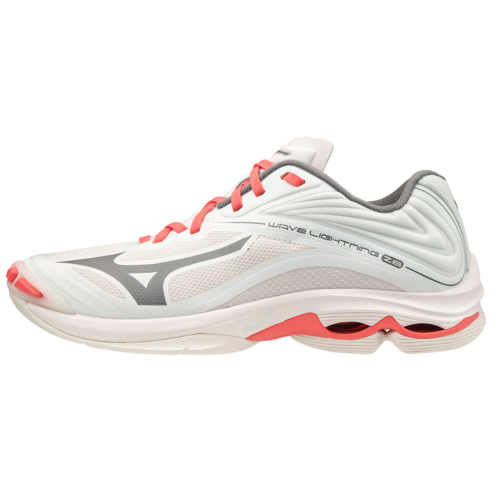 Damske Volejbalove Tenisky Mizuno Wave Lightning Z6 Biele/Koralove Vypredaj KITH61807